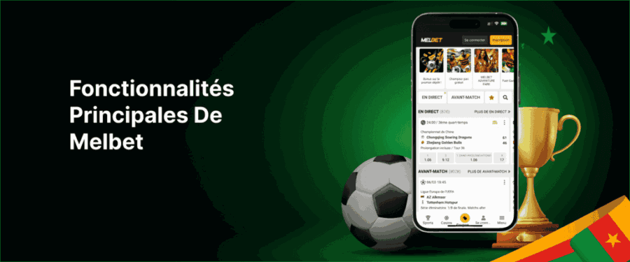 Image de fonctionnalités principales de Melbet apk